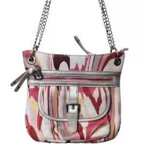 Spartina 449 Hipster Red Pink Shoulder Bag Modified Strap Cross Body